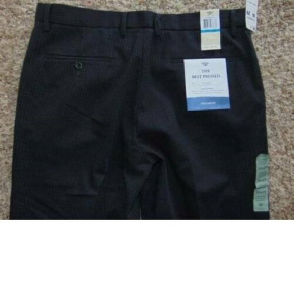 Mens Dockers D2 Pants 36x29 Black Checked Stretch Flat Front Creased Khaki Dress - Picture 5 of 5